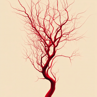 Red Veins on Beige Background