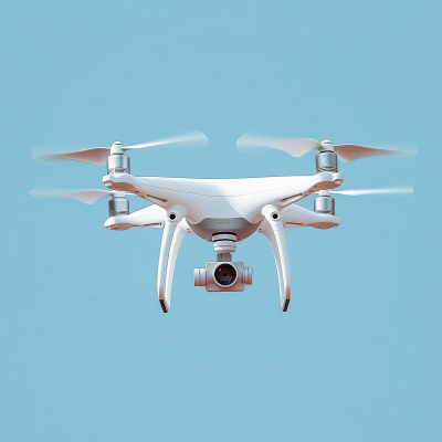 White Drone on Blue Background