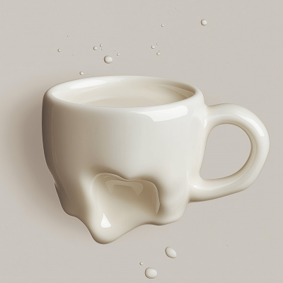 Floating Mug above Milk