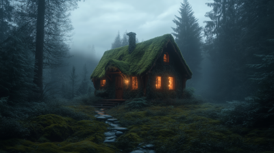 Enchanted Cabin in the Forest