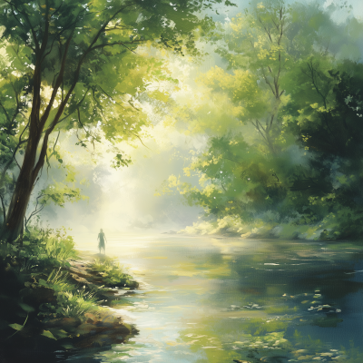 Tranquil Forest River Landscape