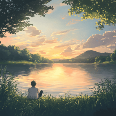 Tranquil Sunset by the Lake