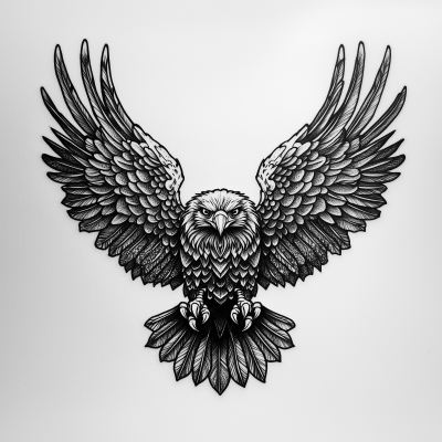 Classic Eagle Blackwork Tattoo Flash