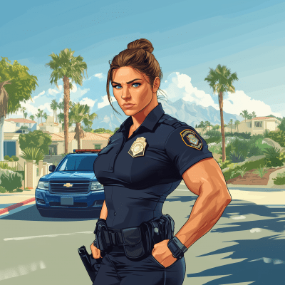 Flat Design Female Police Officer Profile Image