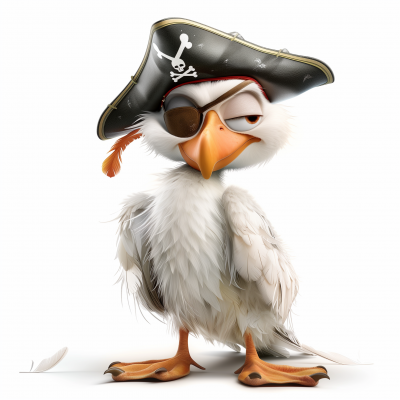 Cute and Funny Pelican Gosling with Pirate Accessories