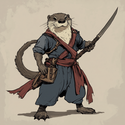 Anthropomorphic Battle Otter Illustration