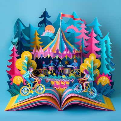 Paper cutting pop-up book