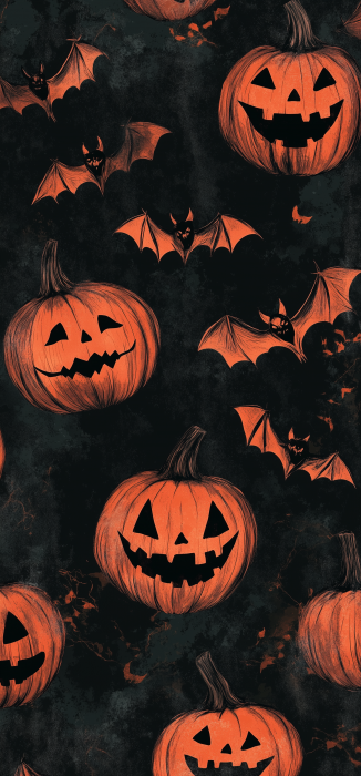 Halloween Pumpkins Pattern with Bats