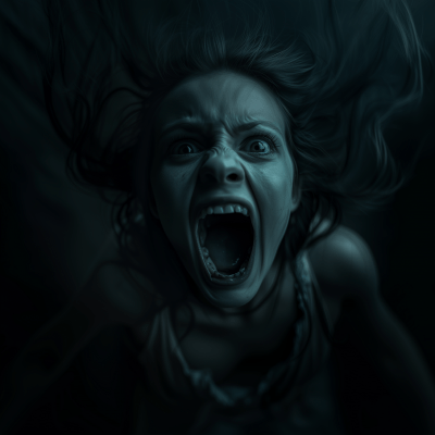 Screaming Pretty Girl in Horror Style