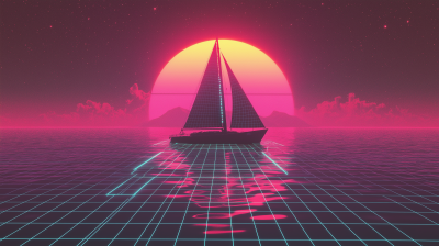 Synthwave Retro Sailboat