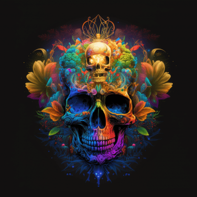 Psychedelic Trippy Skull Face