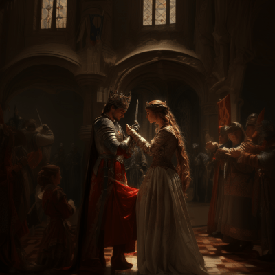 Medieval Queen Knighting Her Subject