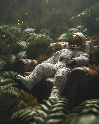 Astronaut in Fern Forest