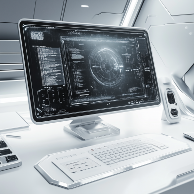 Futuristic Silver Desktop Mockup