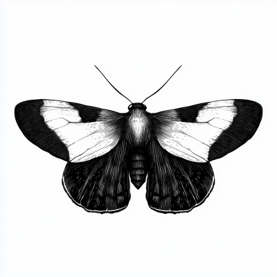 Black and White Moth Illustration