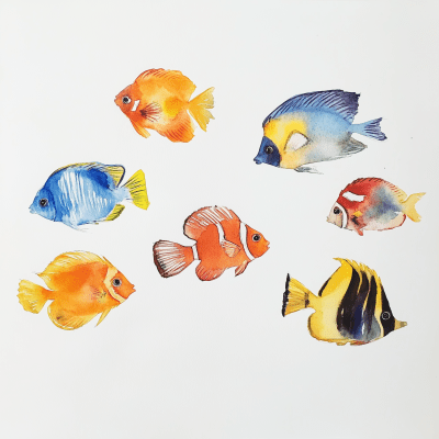 Tropical Fish Watercolor Painting