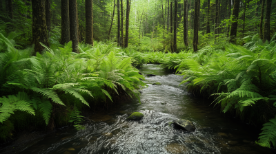 Sword Ferns by Stream