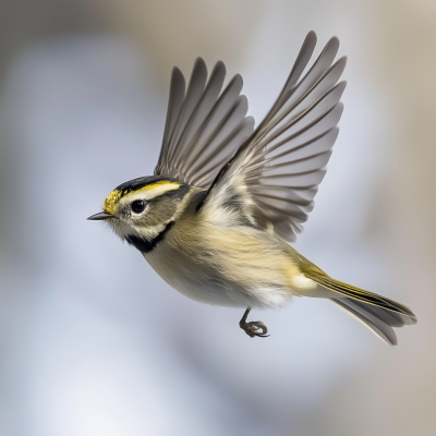 Golden Crowned Kinglet in Flight