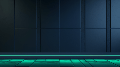 Futuristic Blue Wall with Neon Strip