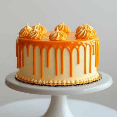 Vanilla Cake with Orange Drips