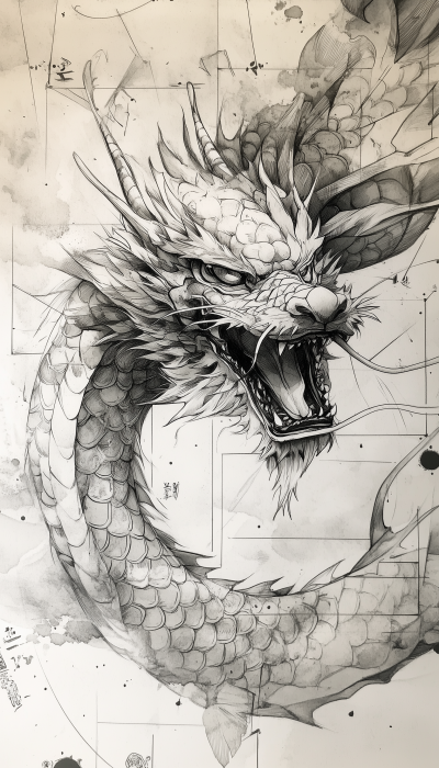 Thai Style Dragon Drawing