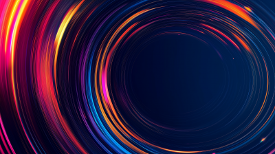 Colorful Circular Lines on Dark Blue