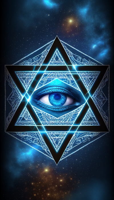 Blue Eye in Hexagram in Space