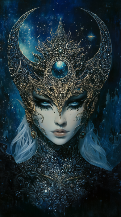 Celestial Moon Goddess Mask Portrait