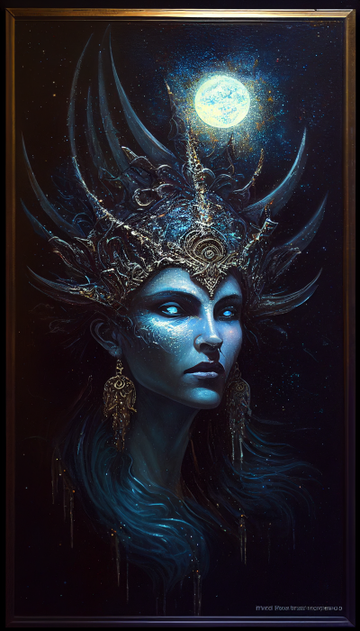 Selene, Celestial Moon Goddess Mask Portrait