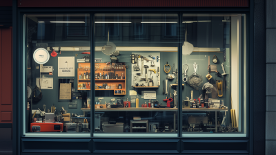 Modern Hardware Shop Window Display