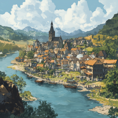 Fantasy Town on River Banks