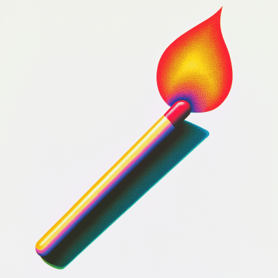 Red-tipped Matchstick with Flame Illustration