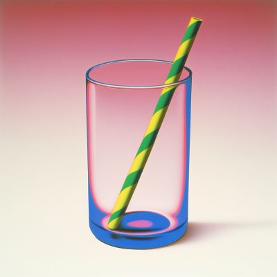 Empty Glass with Striped Straw