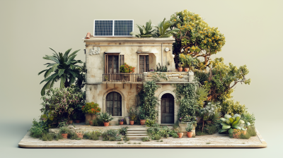 Maltese House with Plants and Solar Panels