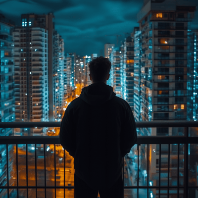 Man standing on balcony