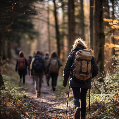 Hiking through the forest