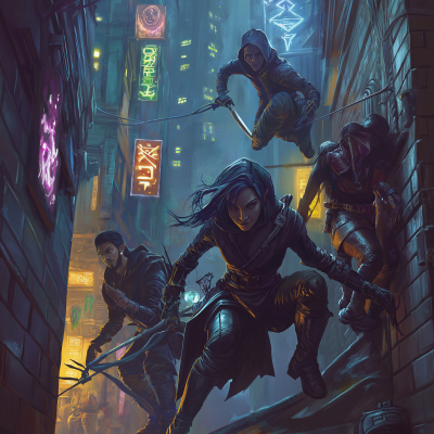 Fantasy Cyberpunk Elite Thieves in Shadows