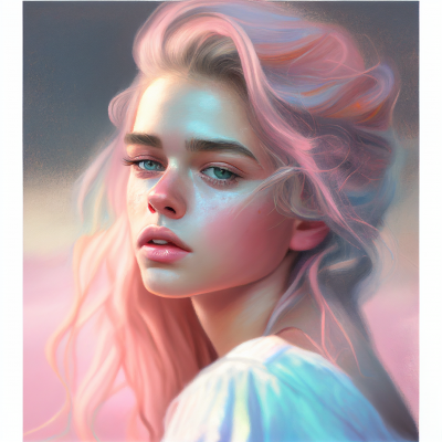 Young Female in Pastel Colors Painting