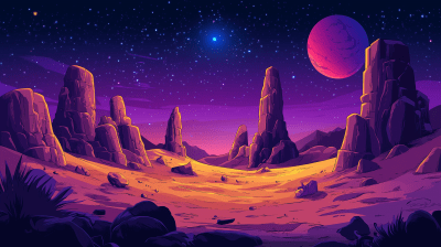 Surreal Desert Night Landscape