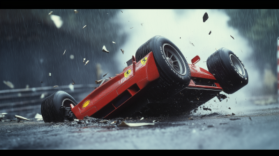 Upside Down 1982 Formula One Ferrari Crash