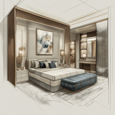 Modern Style Bedroom Sketch Design