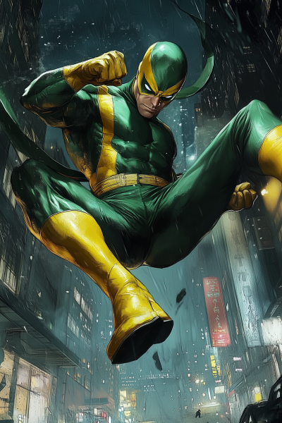 Male Superhero Mantis in Green and Yellow Costume