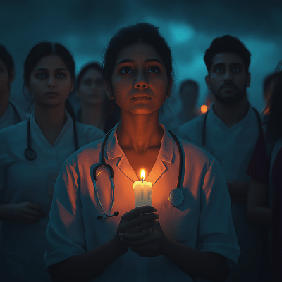 Indian Doctors in Protest Rally at Night