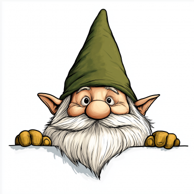 Colorful Gnome Peeking Clip Art