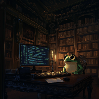 Frog Programming in Studio Ghibli Style