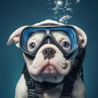 Bulldog Puppy Scuba Diver