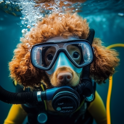 Poodle Puppy Scuba Diver