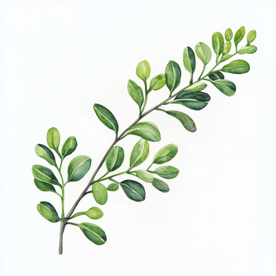 Watercolor Branch of Rue Plant Illustration