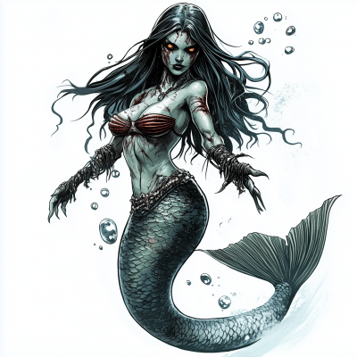 Undead Mermaid Comic Illustration