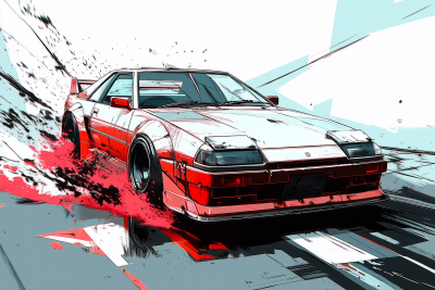 Vintage Japan Car Cyberpunk Tuning Anime